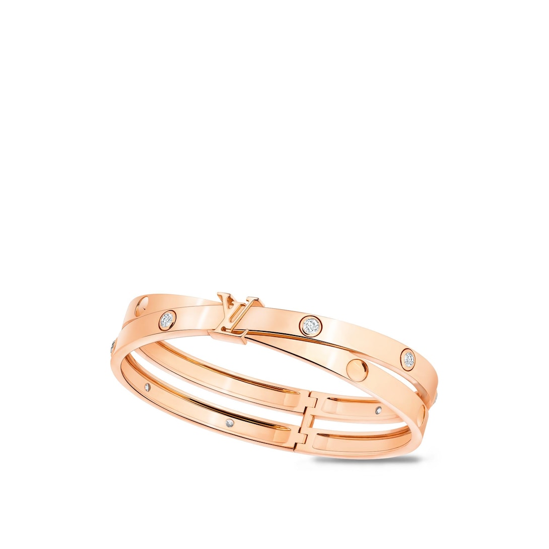 Empreinte Double Bangle, Pink Gold and Diamonds - Jewelry